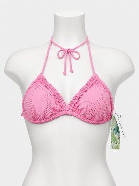 Celebrity Pink Swim Pink Bikini Top Size Large 12-14 NWT Spaghetti Tie Straps